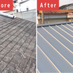 京都市西京区にて屋根カバー工法〈カラーベストからガルバリウム鋼板立平〉