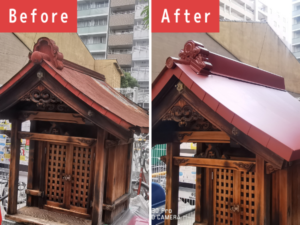 京都市中京区にてお地蔵さんの屋根修理